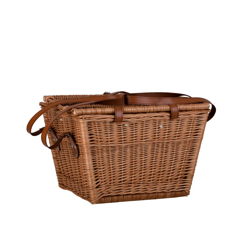 Kaviria wicker picnic basket with lid and leather straps TheWickerStories