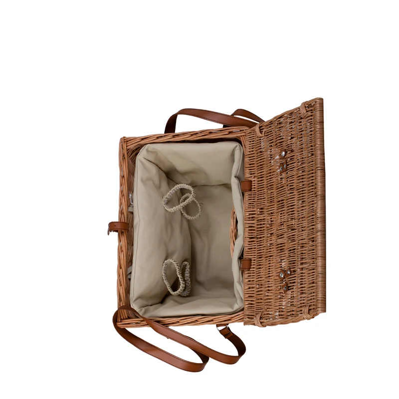 Kaviria wicker picnic basket with lid and leather straps TheWickerStories