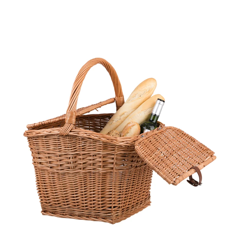 Kerria wicker picnic basket, shopping basket with handle and lid TheWickerStories