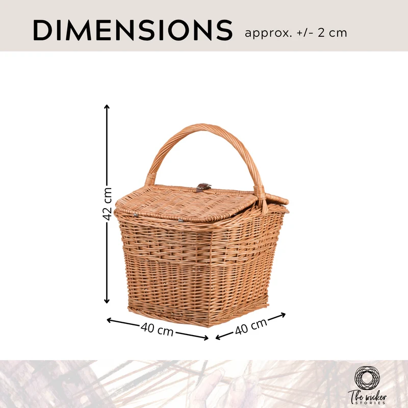 Kerria wicker picnic basket, shopping basket with handle and lid TheWickerStories