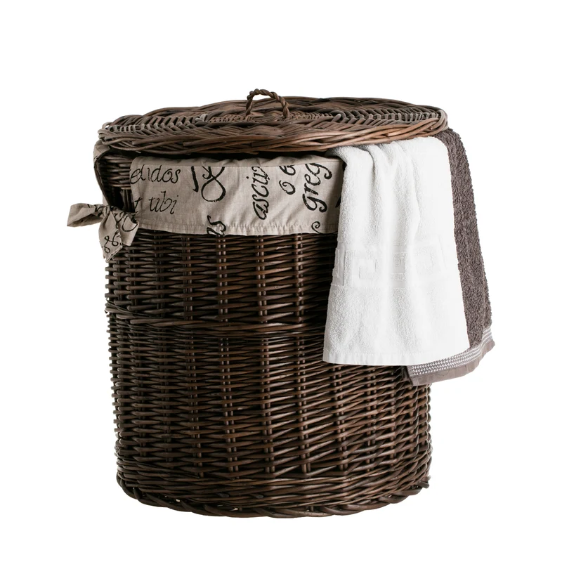 Maloria wicker laundry basket with beige trim, with lid TheWickerStories