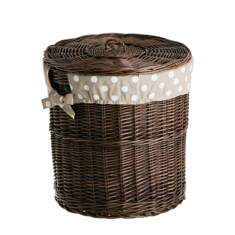 Maloria wicker laundry basket with cream trim, with lid TheWickerStories