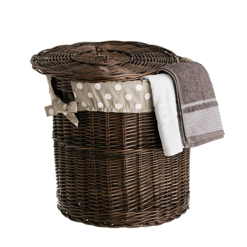 Maloria wicker laundry basket with cream trim, with lid TheWickerStories