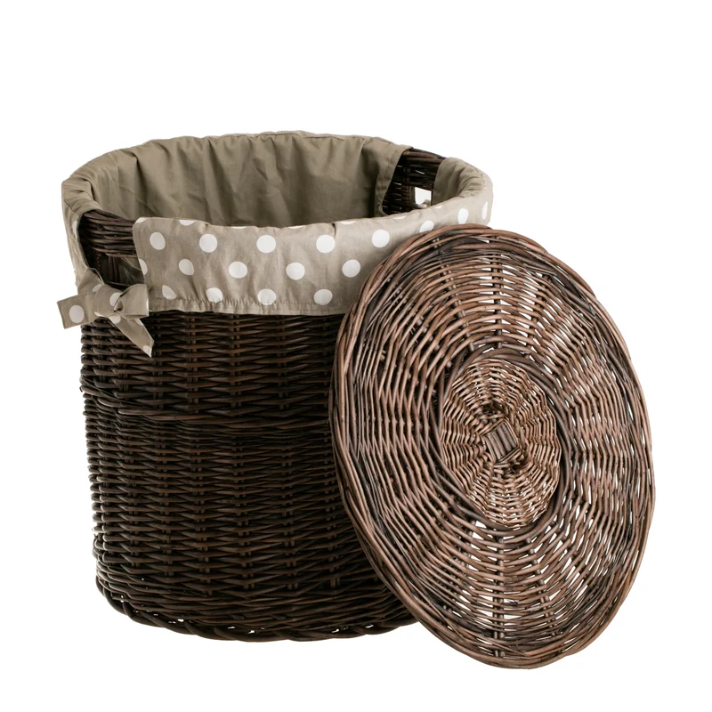 Maloria wicker laundry basket with cream trim, with lid TheWickerStories