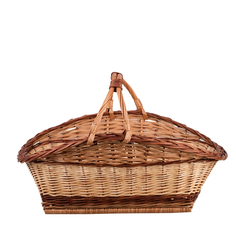 Fivelius wicker firewood basket with double handle for fireplace TheWickerStories