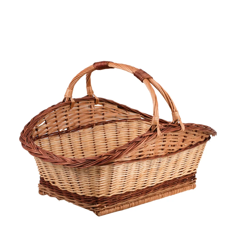 Fivelius wicker firewood basket with double handle for fireplace TheWickerStories