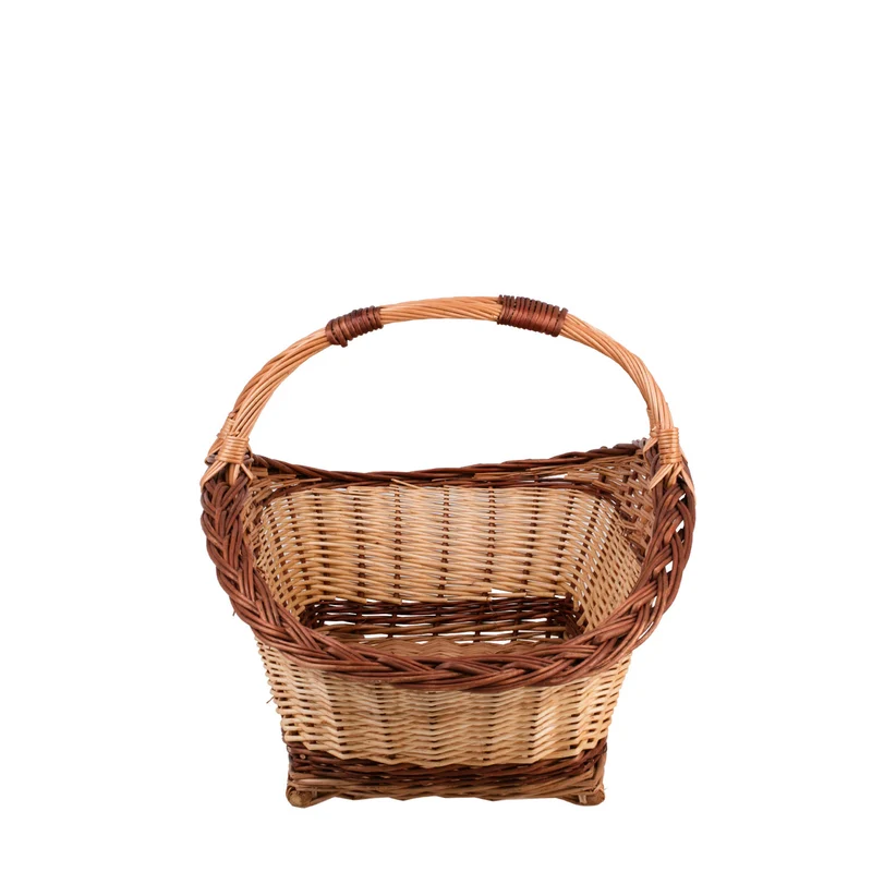 Fivelius wicker firewood basket with double handle for fireplace TheWickerStories