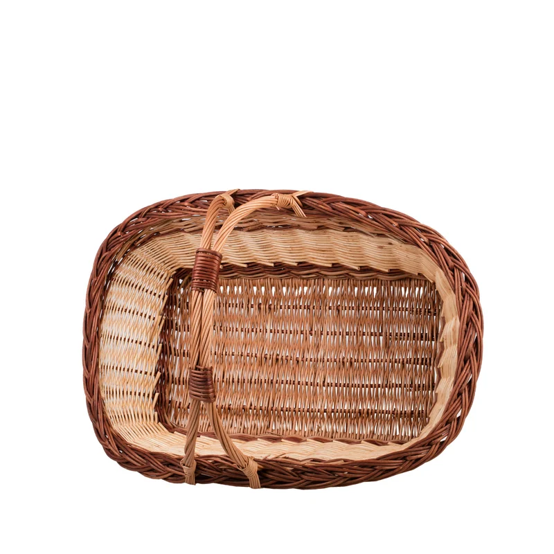 Fivelius wicker firewood basket with double handle for fireplace TheWickerStories
