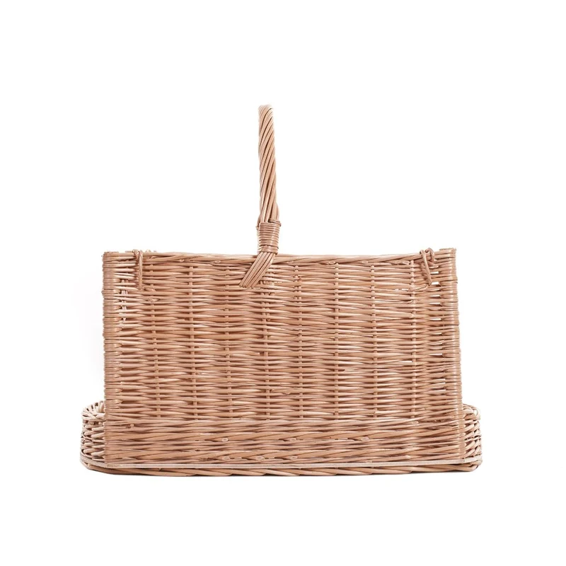 Fivell wicker firewood basket with handle and wooden bottom TheWickerStories