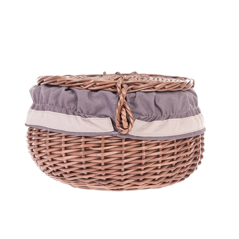 Zethina wicker storage basket, decorative container with lid and trim TheWickerStories