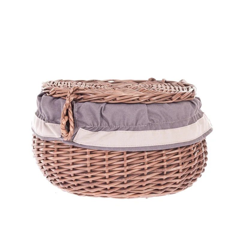 Zethina wicker storage basket, decorative container with lid and trim TheWickerStories