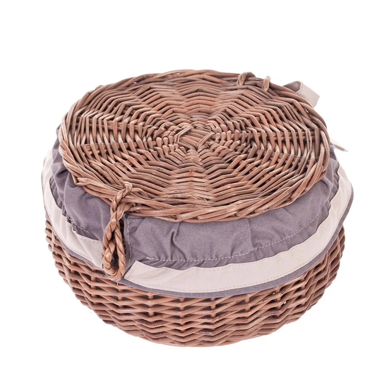 Zethina wicker storage basket, decorative container with lid and trim TheWickerStories