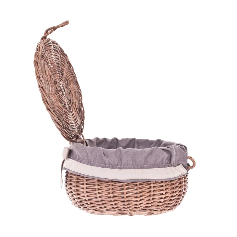 Zethina wicker storage basket, decorative container with lid and trim TheWickerStories
