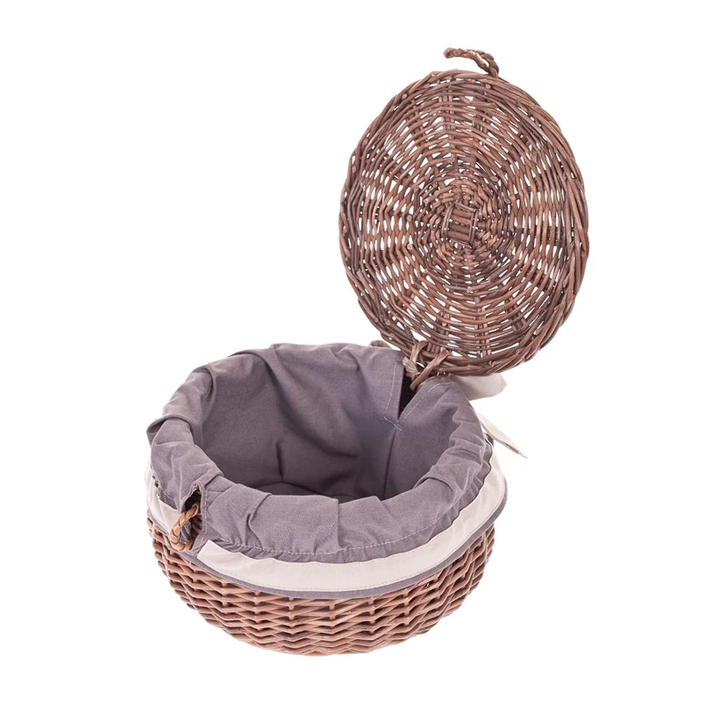 Zethina wicker storage basket, decorative container with lid and trim TheWickerStories