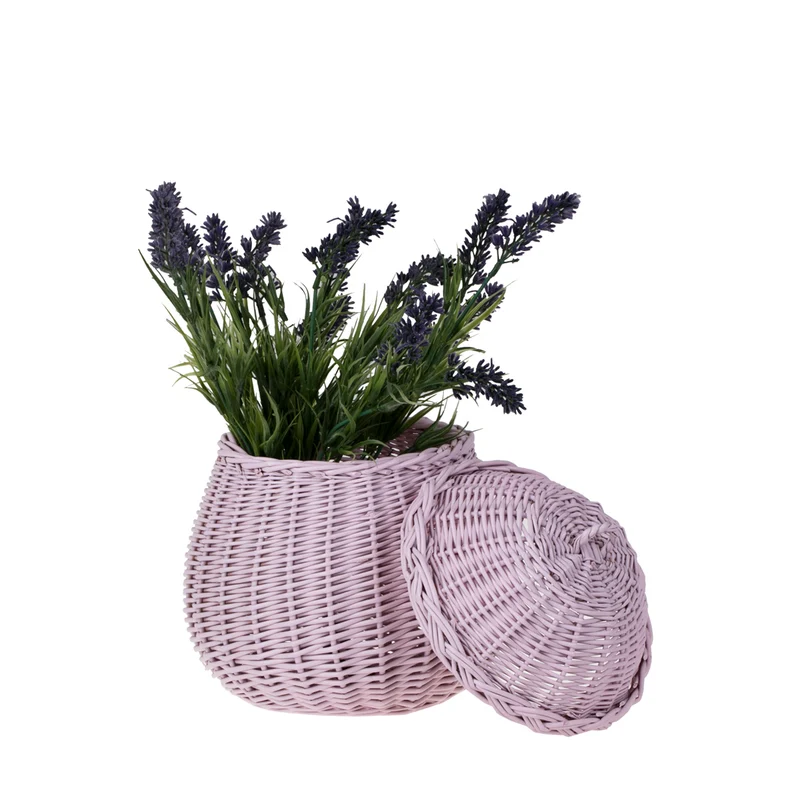 Zelveta wicker storage container for small items for bathroom and bedroom, with lid TheWickerStories