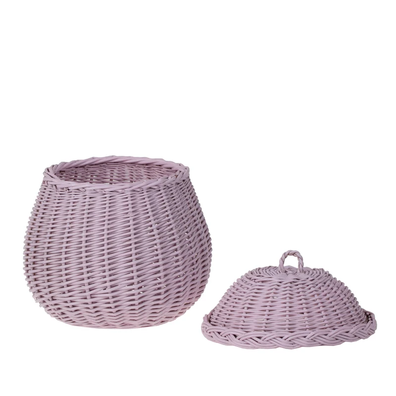Zelveta wicker storage container for small items for bathroom and bedroom, with lid TheWickerStories
