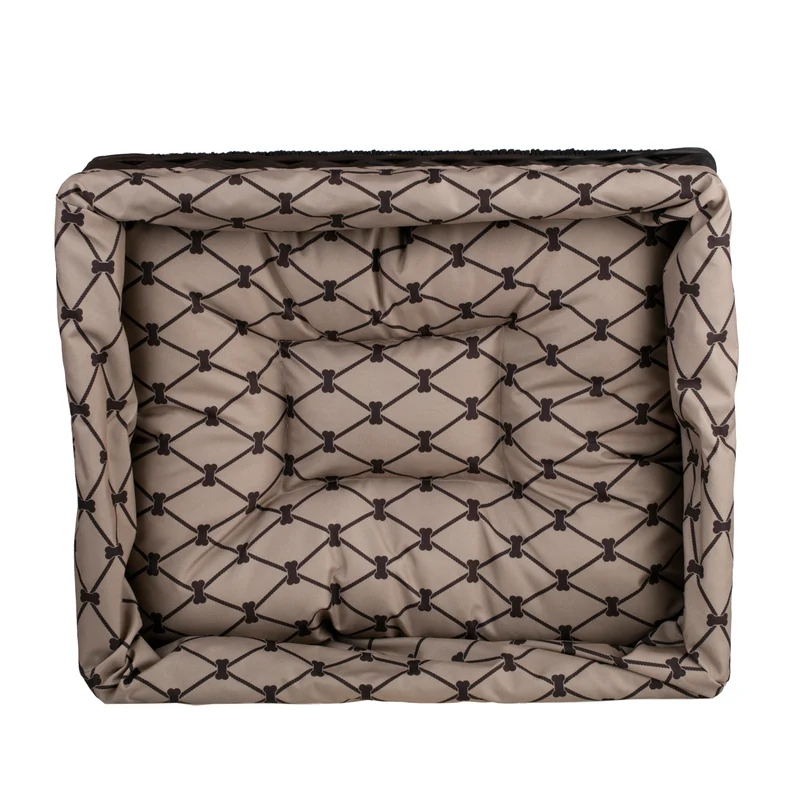Epimoria wicker basket for dog and cat with beige trim, featuring a waterproof cushion TheWickerStories