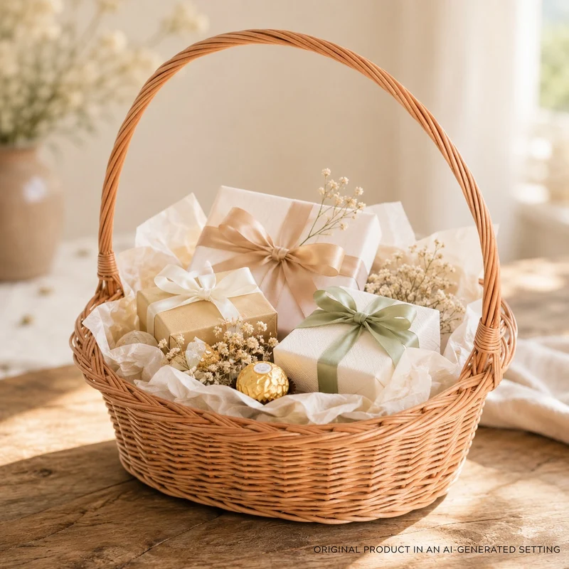 Zizania wicker gift basket, gift basket with handle, basket for gift arrangements TheWickerStories