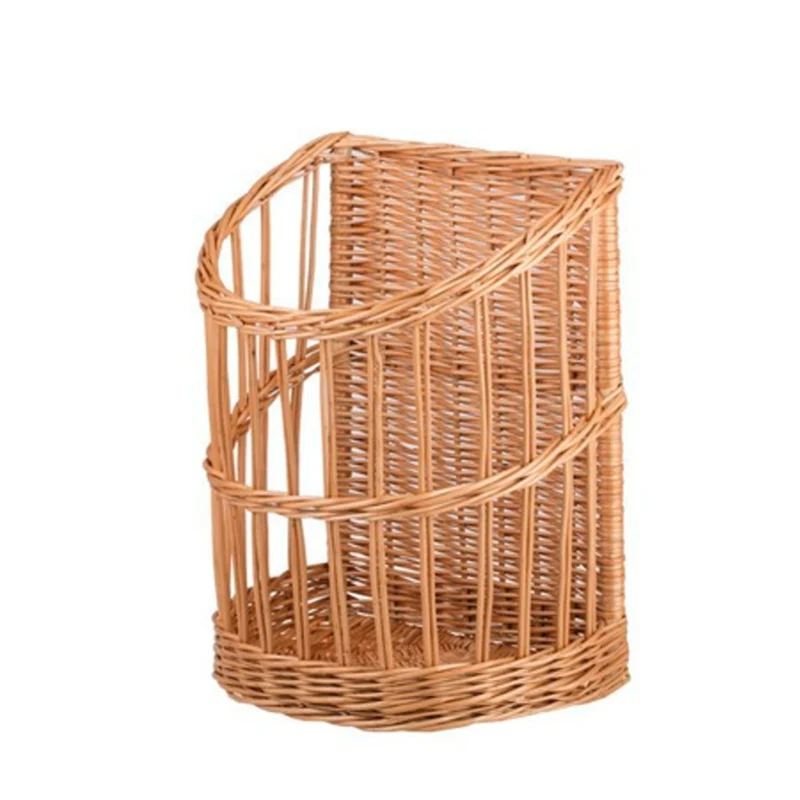 Borago wicker baguette basket for kitchen and store, standing display rack TheWickerStories