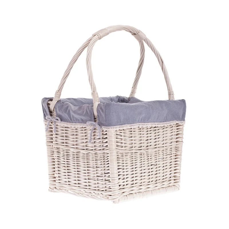 Galivia wicker magazine basket with gray trim, featuring two handles TheWickerStories