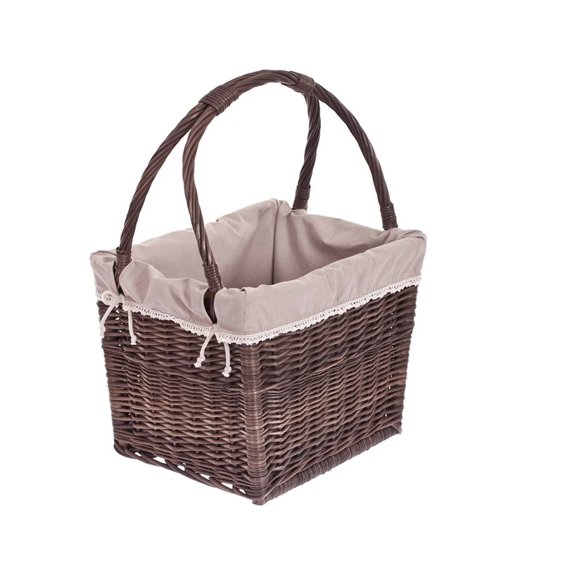 Galivia wicker magazine basket with beige trim and handles TheWickerStories