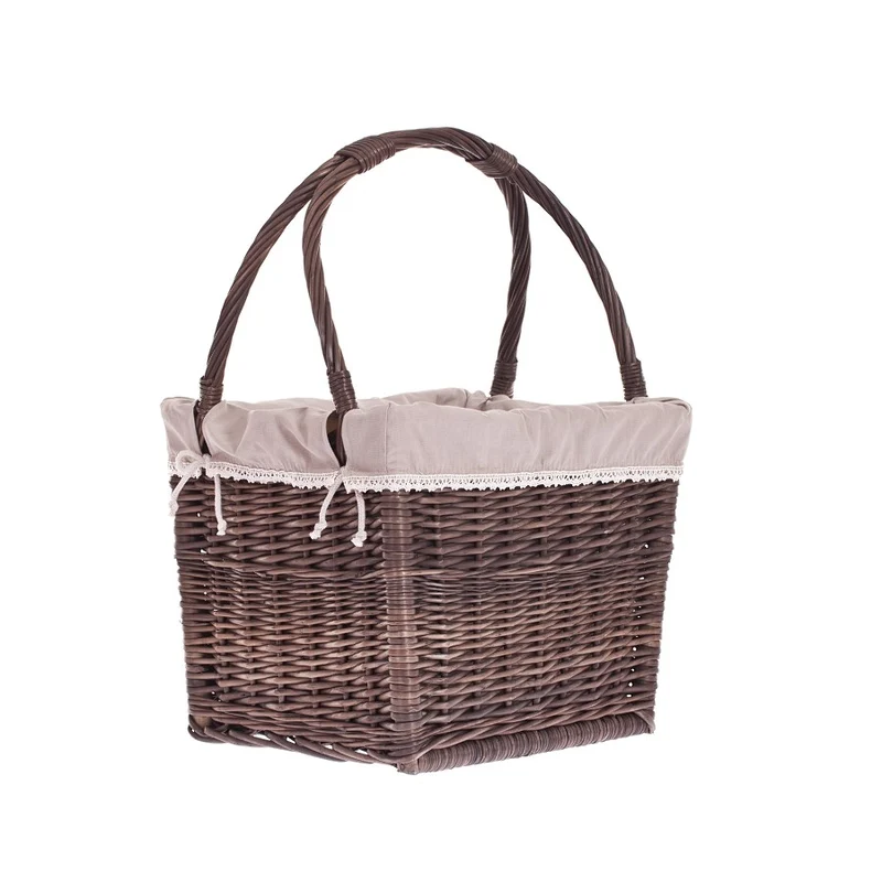 Galivia wicker magazine basket with beige trim and handles TheWickerStories
