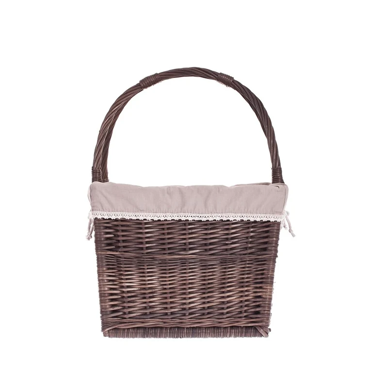 Galivia wicker magazine basket with beige trim and handles TheWickerStories