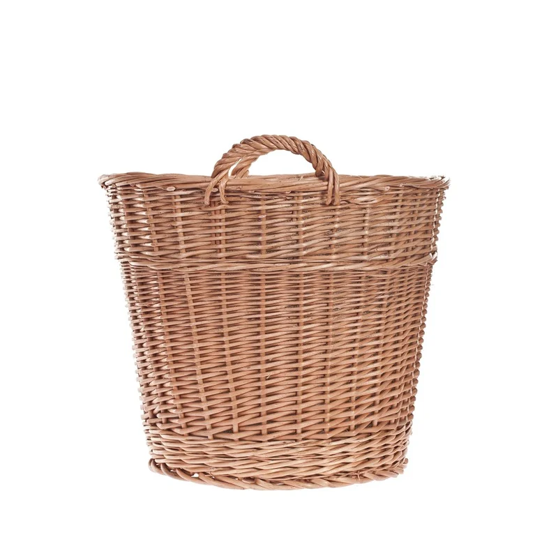 Fragaria wicker firewood basket with jute trim and handles TheWickerStories
