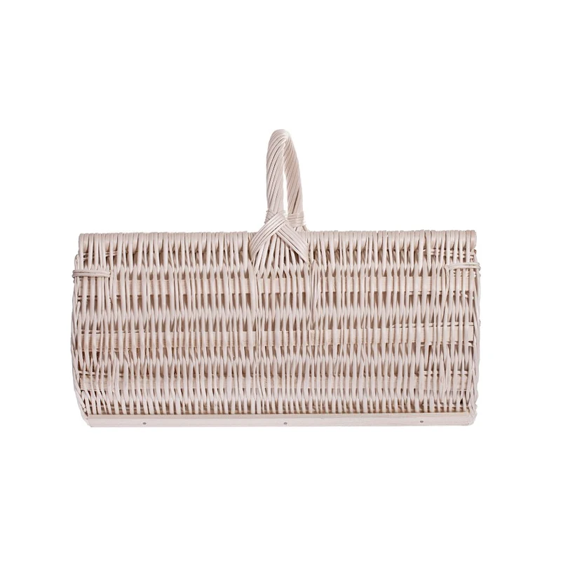 Fano wicker firewood basket with jute trim and handle TheWickerStories