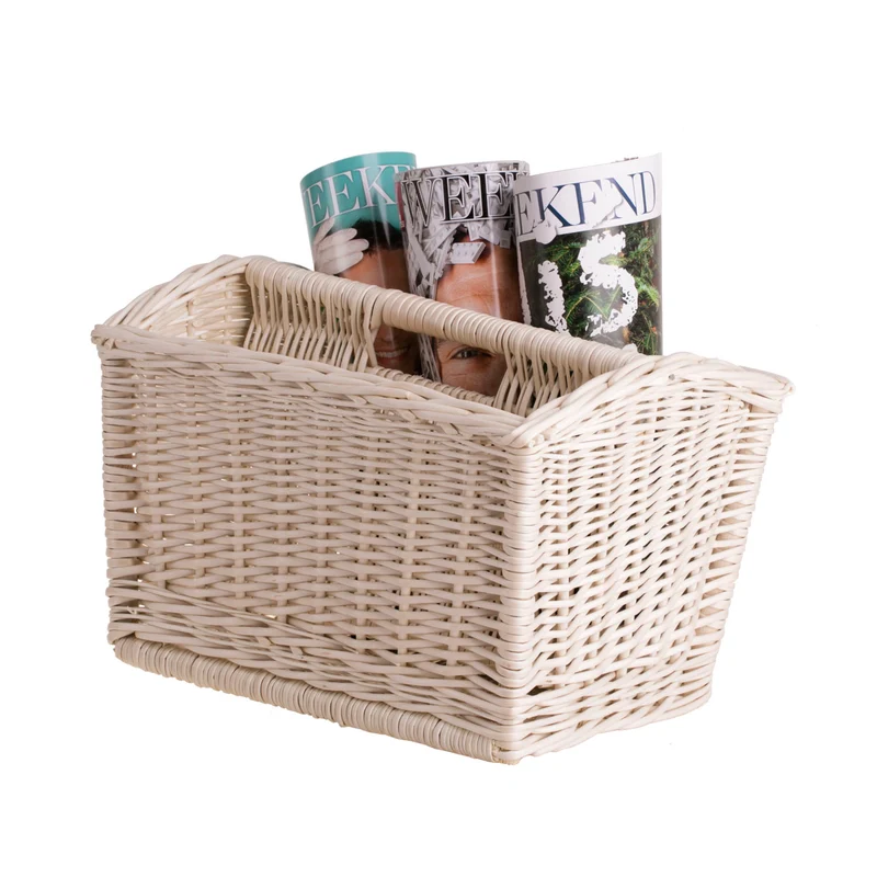 Givora wicker magazine basket for storing periodicals, with handle TheWickerStories