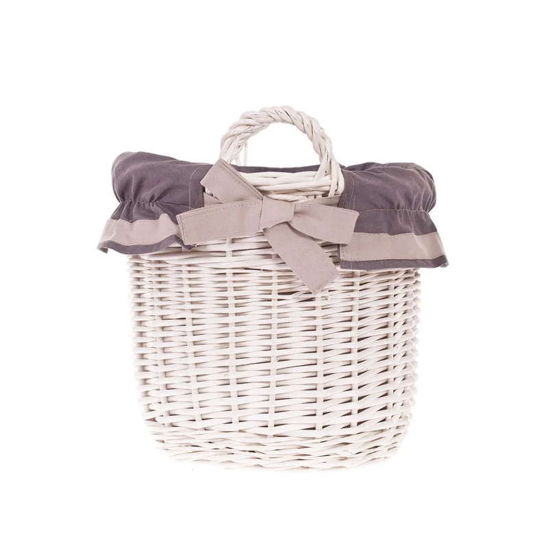Nolira wicker storage basket with gray trim and handles TheWickerStories
