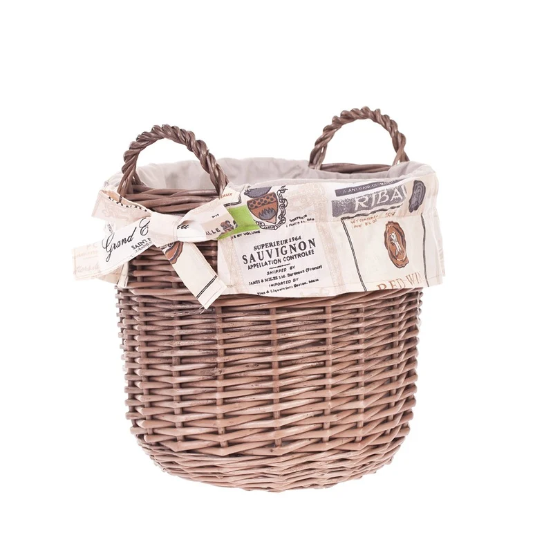 Nolira wicker storage basket with beige trim and handles TheWickerStories