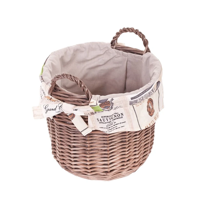 Nolira wicker storage basket with beige trim and handles TheWickerStories