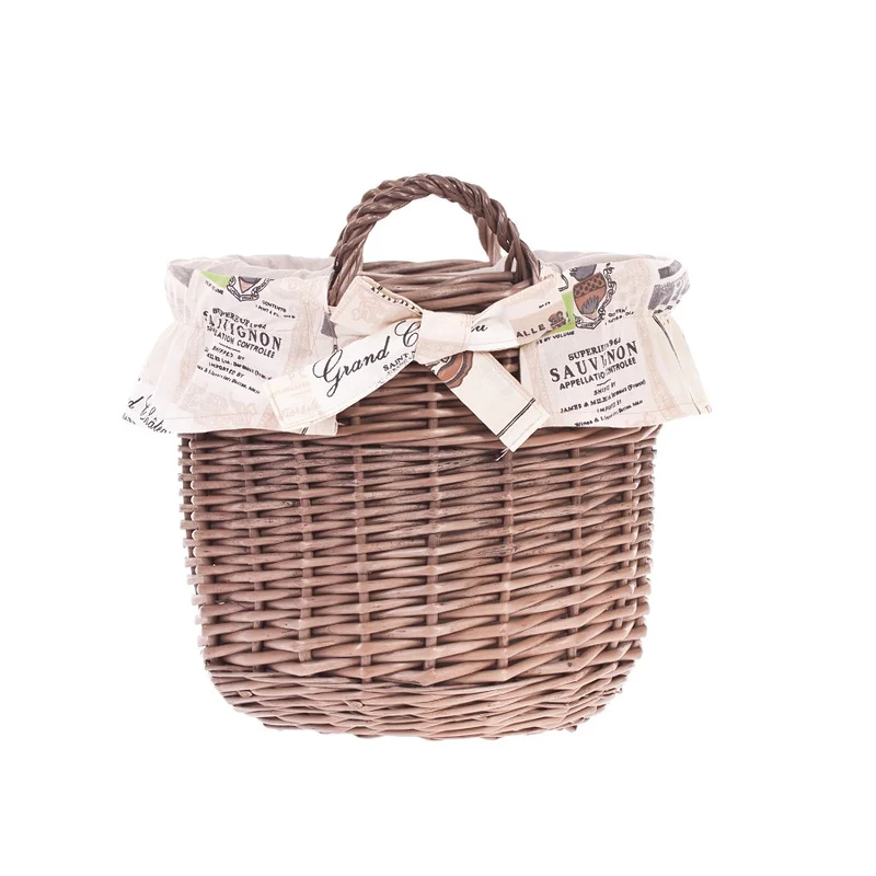 Nolira wicker storage basket with beige trim and handles TheWickerStories