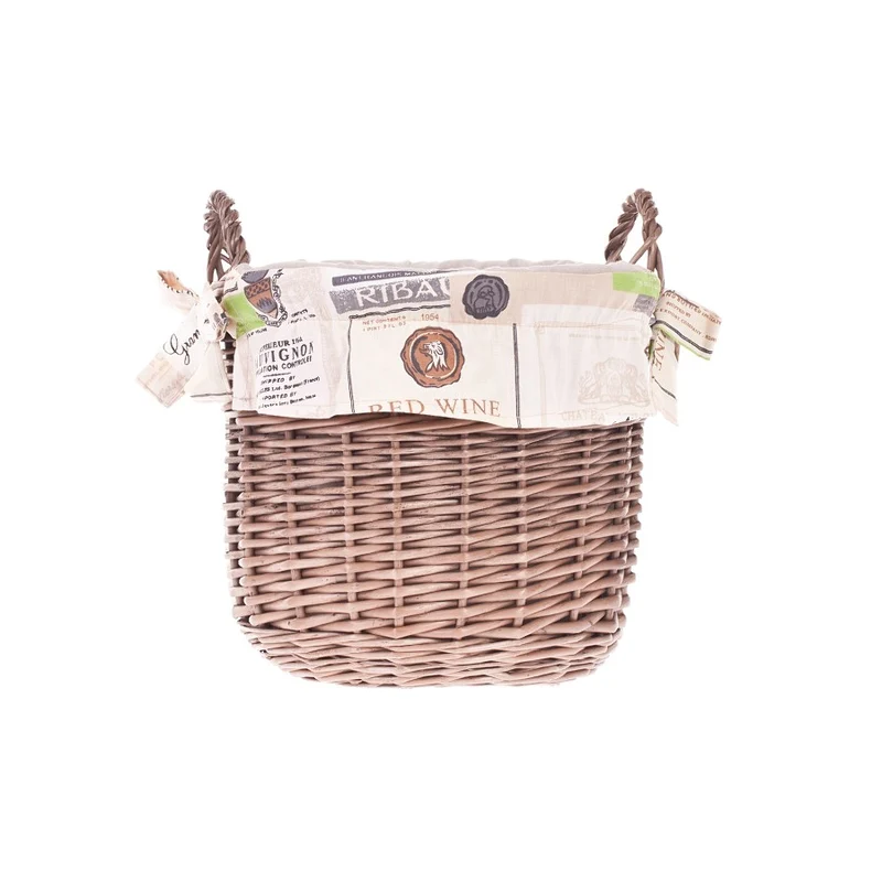 Nolira wicker storage basket with beige trim and handles TheWickerStories
