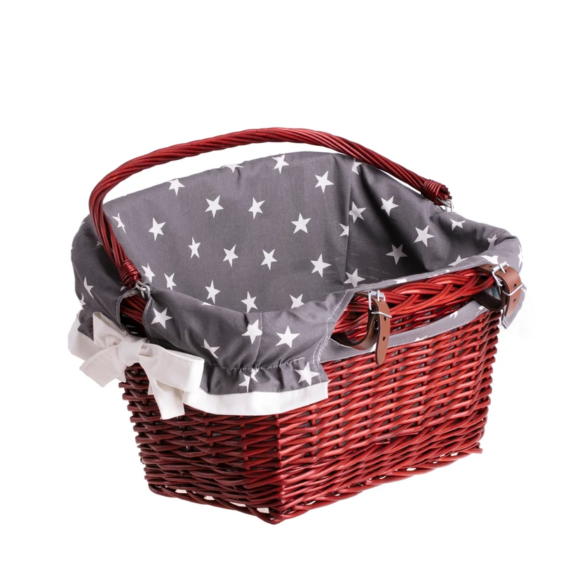 Magnus wicker bicycle basket, bike basket with leather straps and trim TheWickerStories
