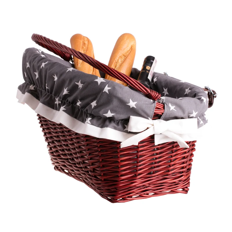 Magnus wicker bicycle basket, bike basket with leather straps and trim TheWickerStories