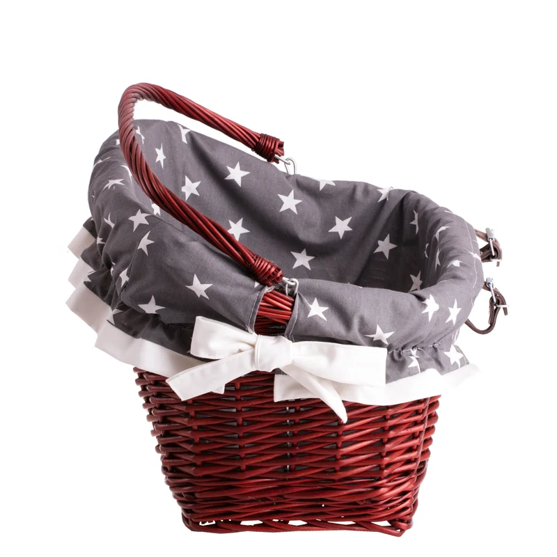 Magnus wicker bicycle basket, bike basket with leather straps and trim TheWickerStories