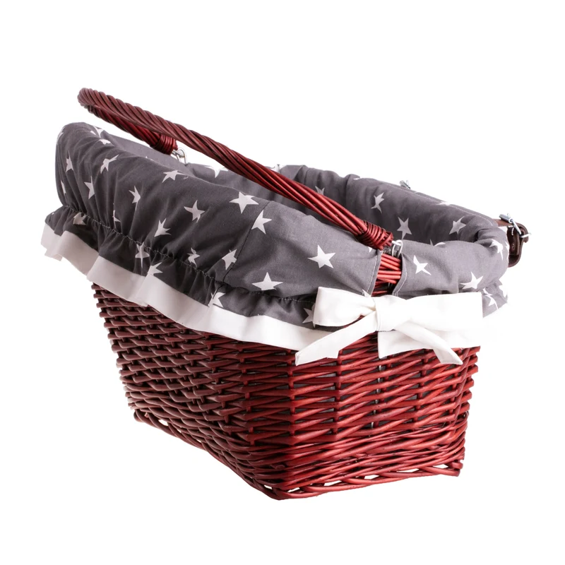 Magnus wicker bicycle basket, bike basket with leather straps and trim TheWickerStories