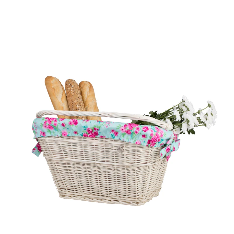 Magnus wicker bike basket with leather straps and trim TheWickerStories