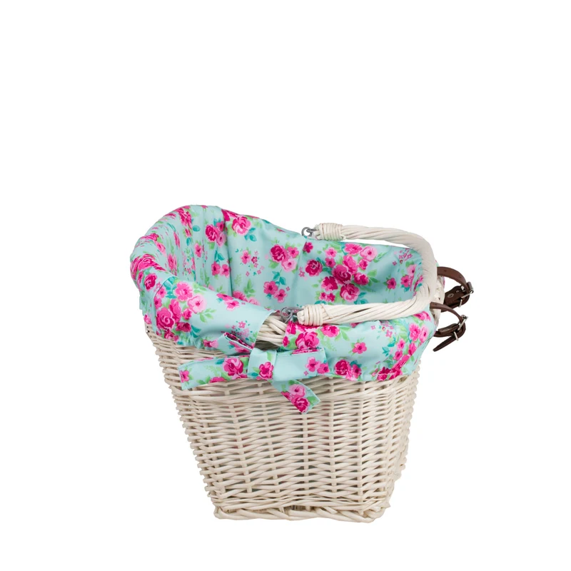Magnus wicker bike basket with leather straps and trim TheWickerStories