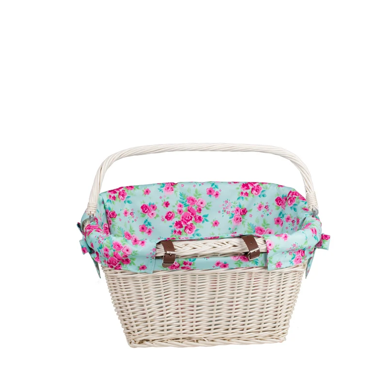 Magnus wicker bike basket with leather straps and trim TheWickerStories