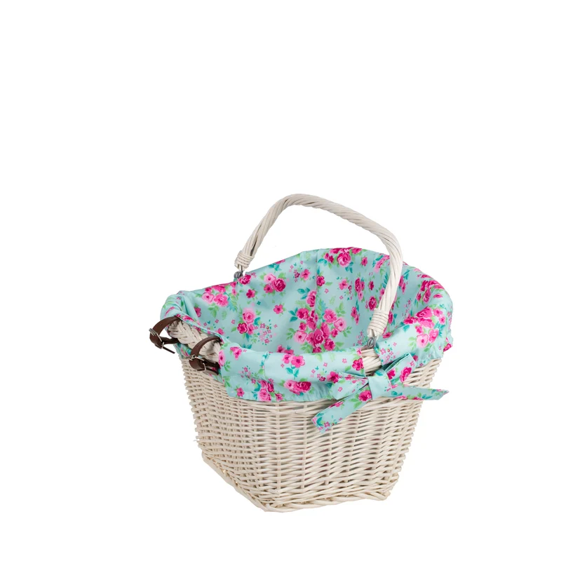 Magnus wicker bike basket with leather straps and trim TheWickerStories