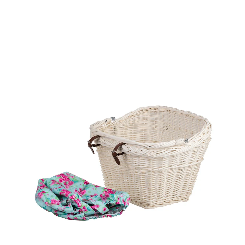 Magnus wicker bike basket with leather straps and trim TheWickerStories