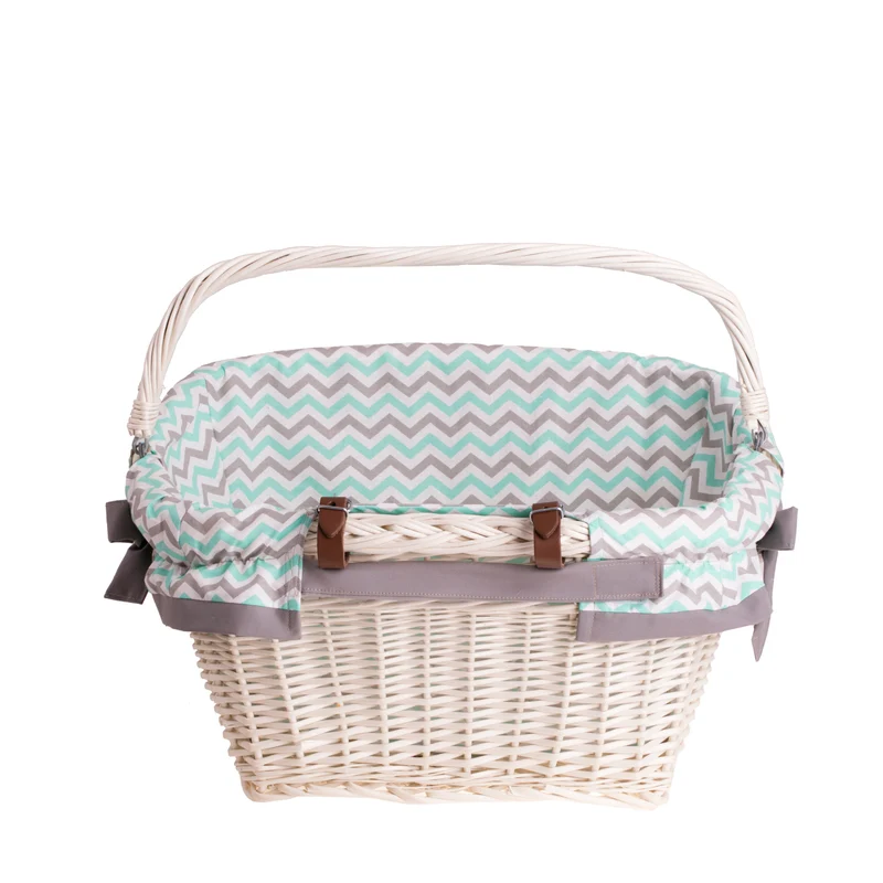 Magnus wicker bike basket with leather straps and trim TheWickerStories