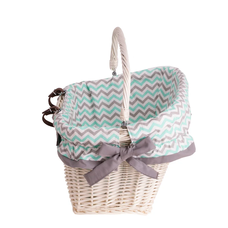 Magnus wicker bike basket with leather straps and trim TheWickerStories