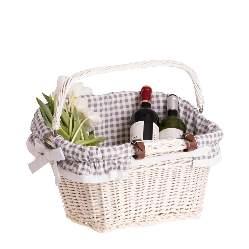 Magnus wicker bicycle basket with leather straps and leather trim TheWickerStories