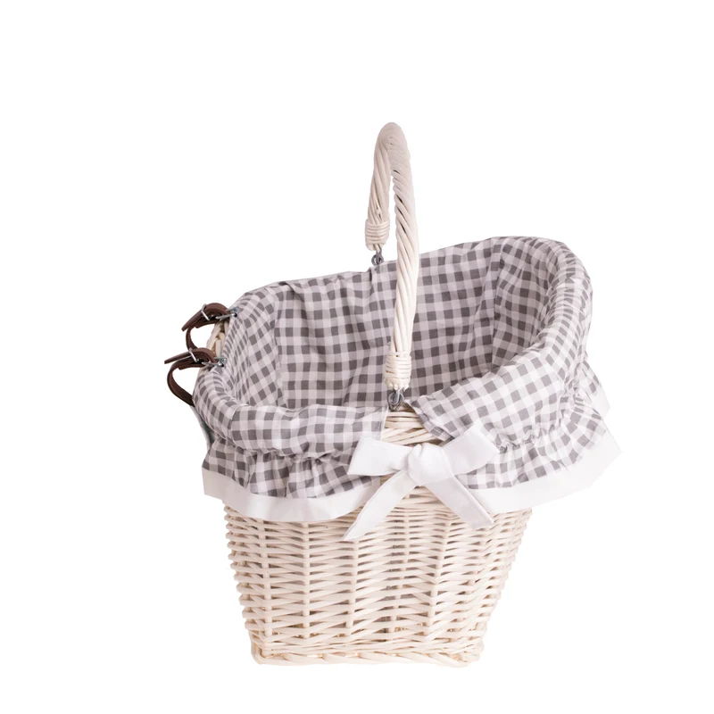 Magnus wicker bicycle basket with leather straps and leather trim TheWickerStories
