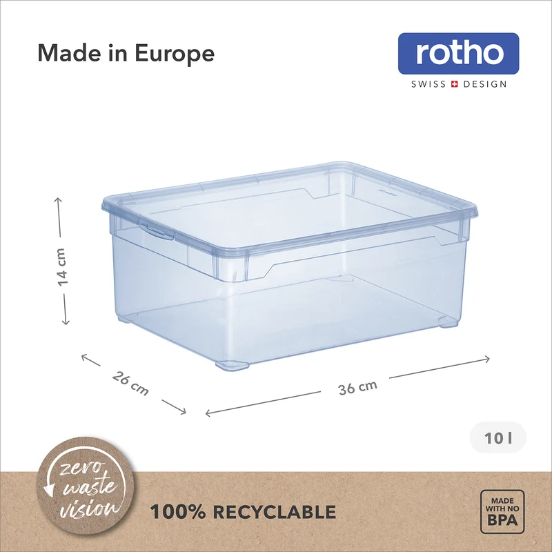 Set Aufbewahrungsbox 10 l 6.tlg CLEAR | Horizont blau transparent