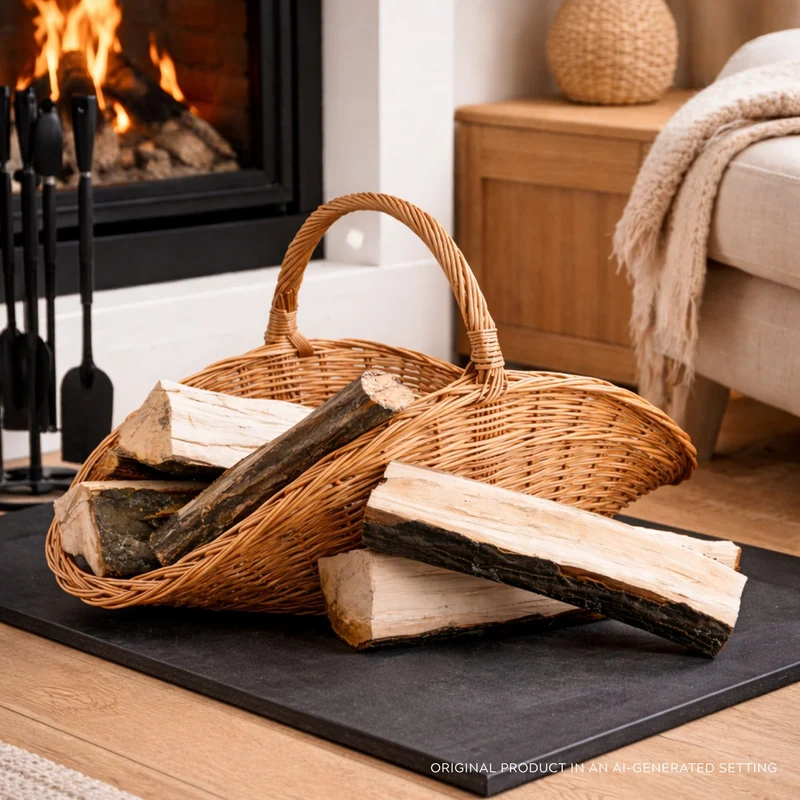 Fumaria wicker firewood basket with handle TheWickerStories